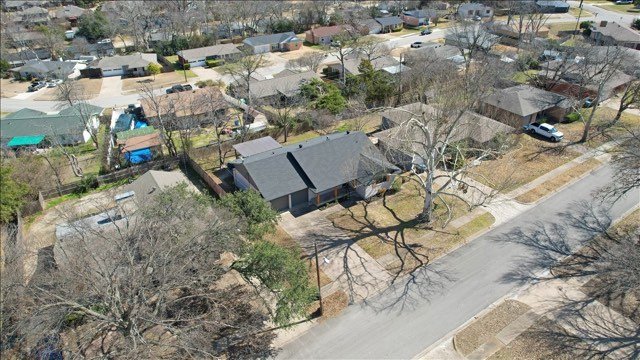 Aerial view of a renovated home